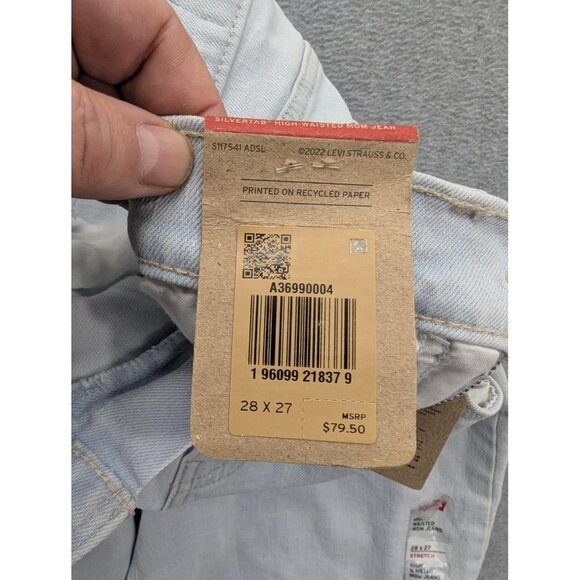 Levi's SilverTab Mom Jeans Womens 28x27 Light Wash High Waisted Tapered Stretch - Picture 15 of 16